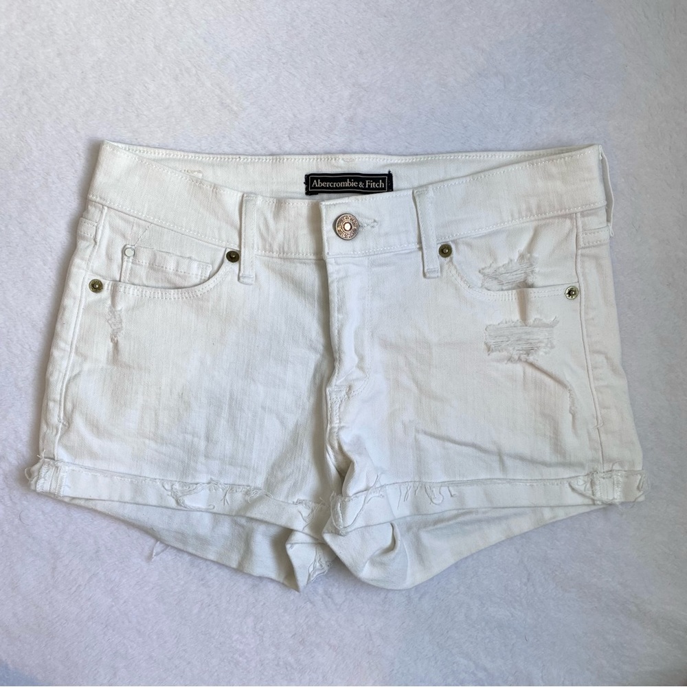 EUC Abercrombie & Fitch HR Denim Shorts 0/24 White